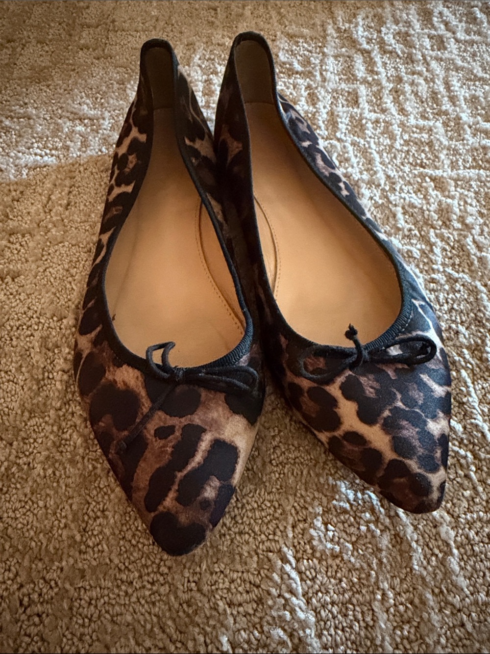 J. Crew Leopard Print Pointed Toe Ballet Flats - Brown & Black